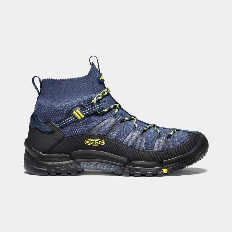 Keen Axis Evo Mid Mens Hiking Boots Blue/Yellow/Black Online Sale (6384-GKQBW)